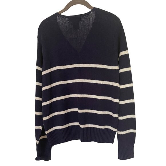 NWT All Points Knit Cardigan Sweater Patriotic Navy Blue Striped Red Stars Med - Picture 2 of 6